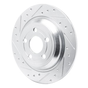 Ford Maverick Brake Rotor (1) - Rear Left - R1 Concepts - Drilled & Slotted - Silver - `22-`25